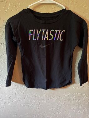 Nike Black Long-Sleeve Tee with Holographic FLYTASTIC Logo